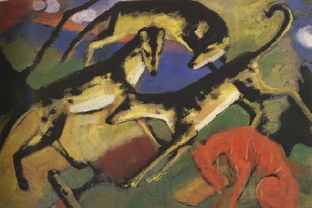 Franz Marc Playing Dogs (mk34) France oil painting art